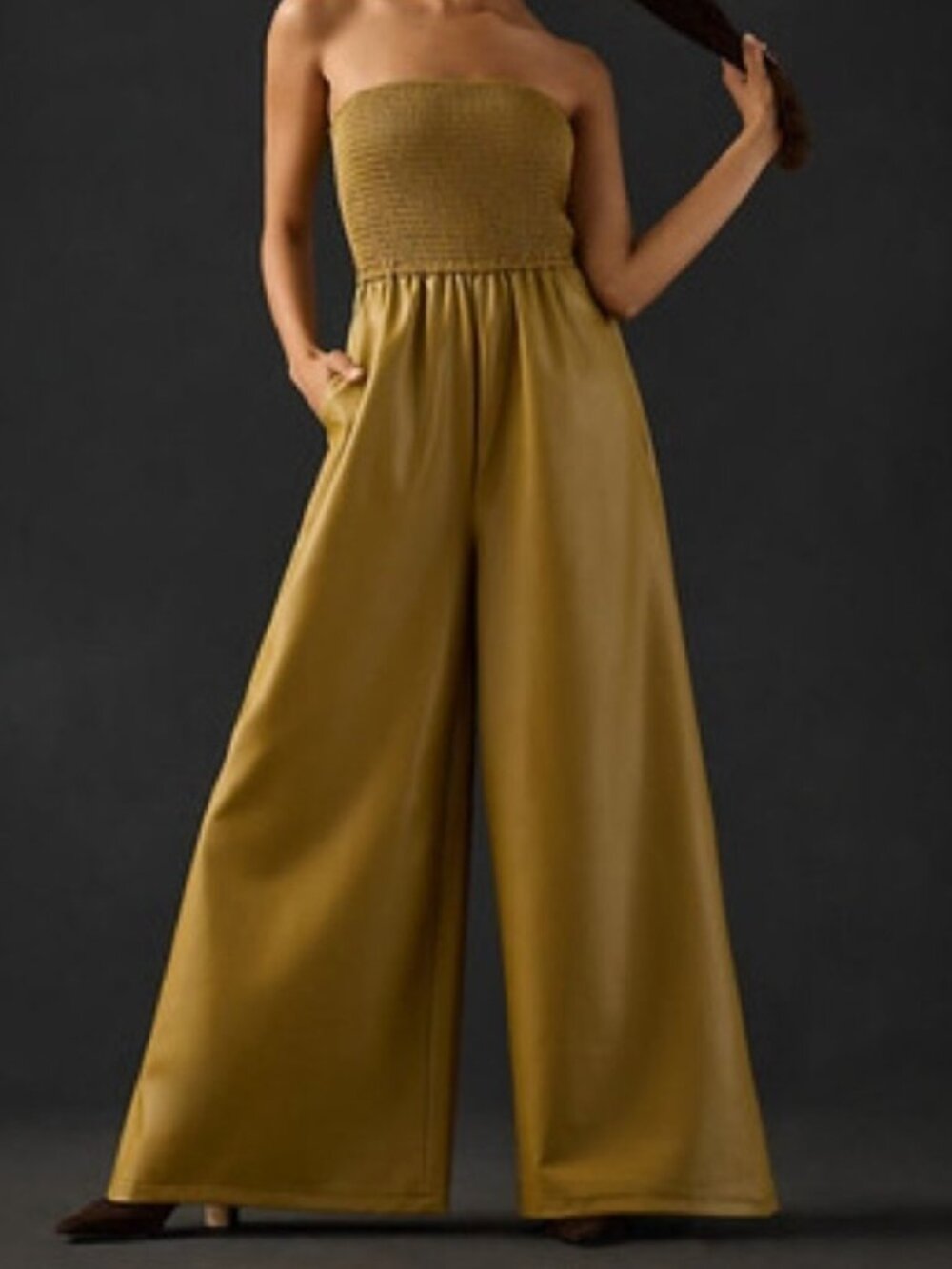 Pilcro khaki M Tall faux leather jumpsuit